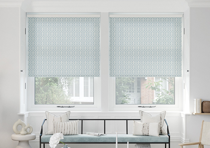 Geometric Tiles, Icelandic Blue - Twist&Fit Roller Blind - Image 3